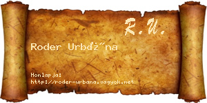 Roder Urbána névjegykártya